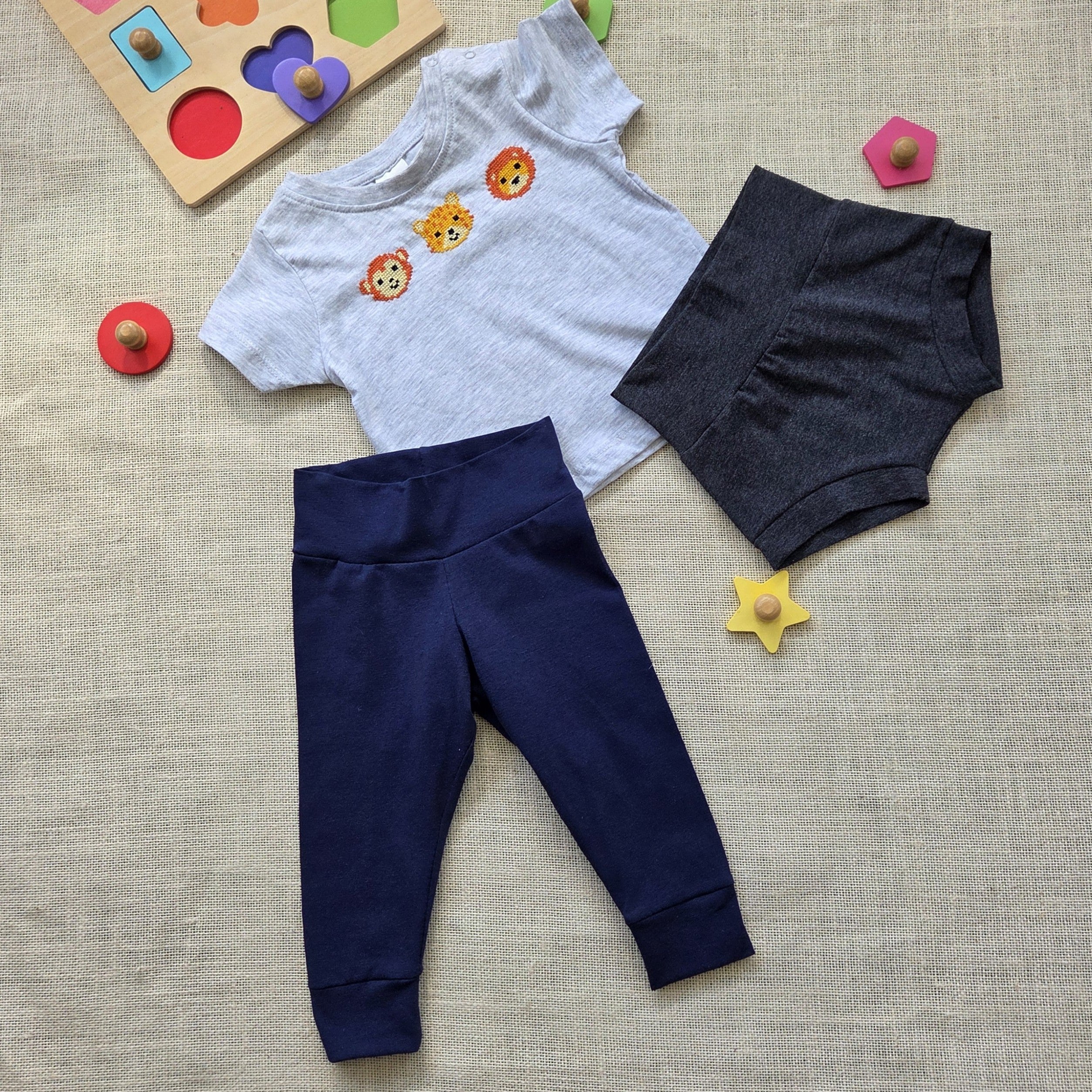 "Jungle Buddies" Short Sleeve Tee, Leggings & Bummies (3-6 Months)