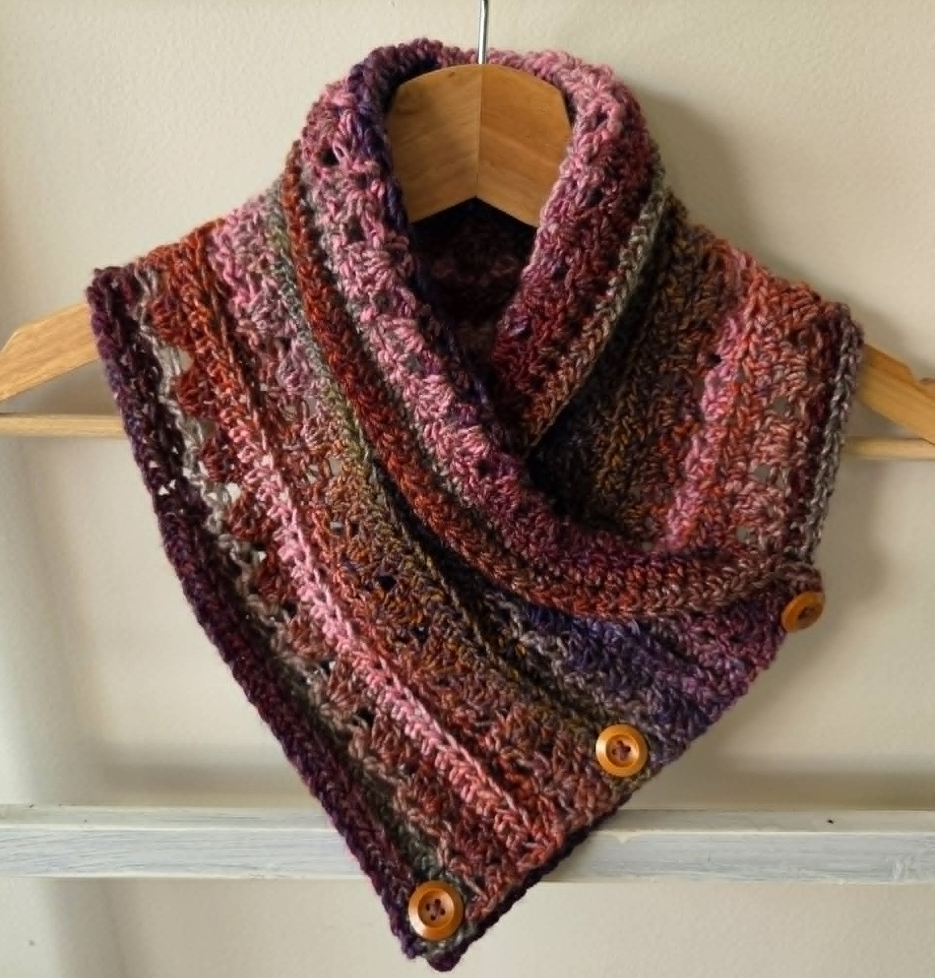 Handmade Adult Neckwarmer | Crochet | Rainbow Jewel Tones