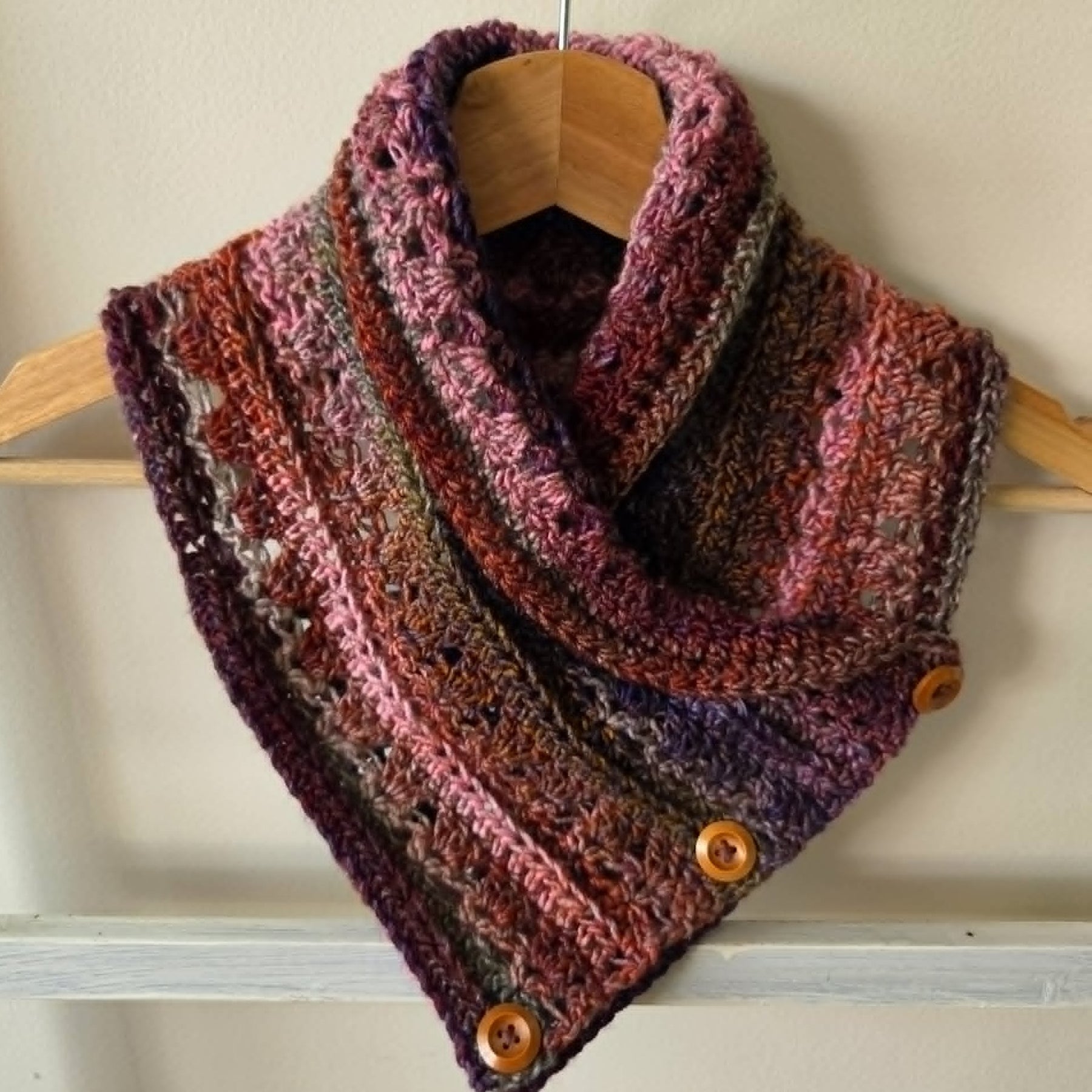 Handmade Adult Neckwarmer | Crochet | Rainbow Jewel Tones