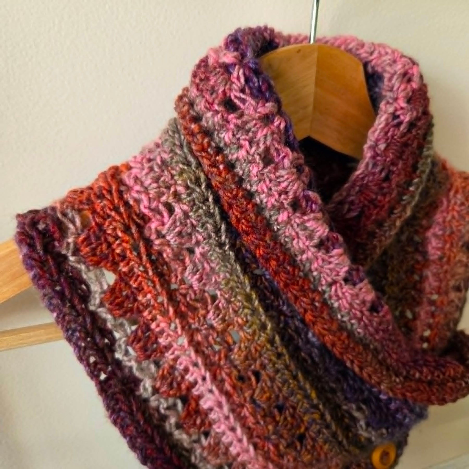 Handmade Adult Neckwarmer | Crochet | Rainbow Jewel Tones