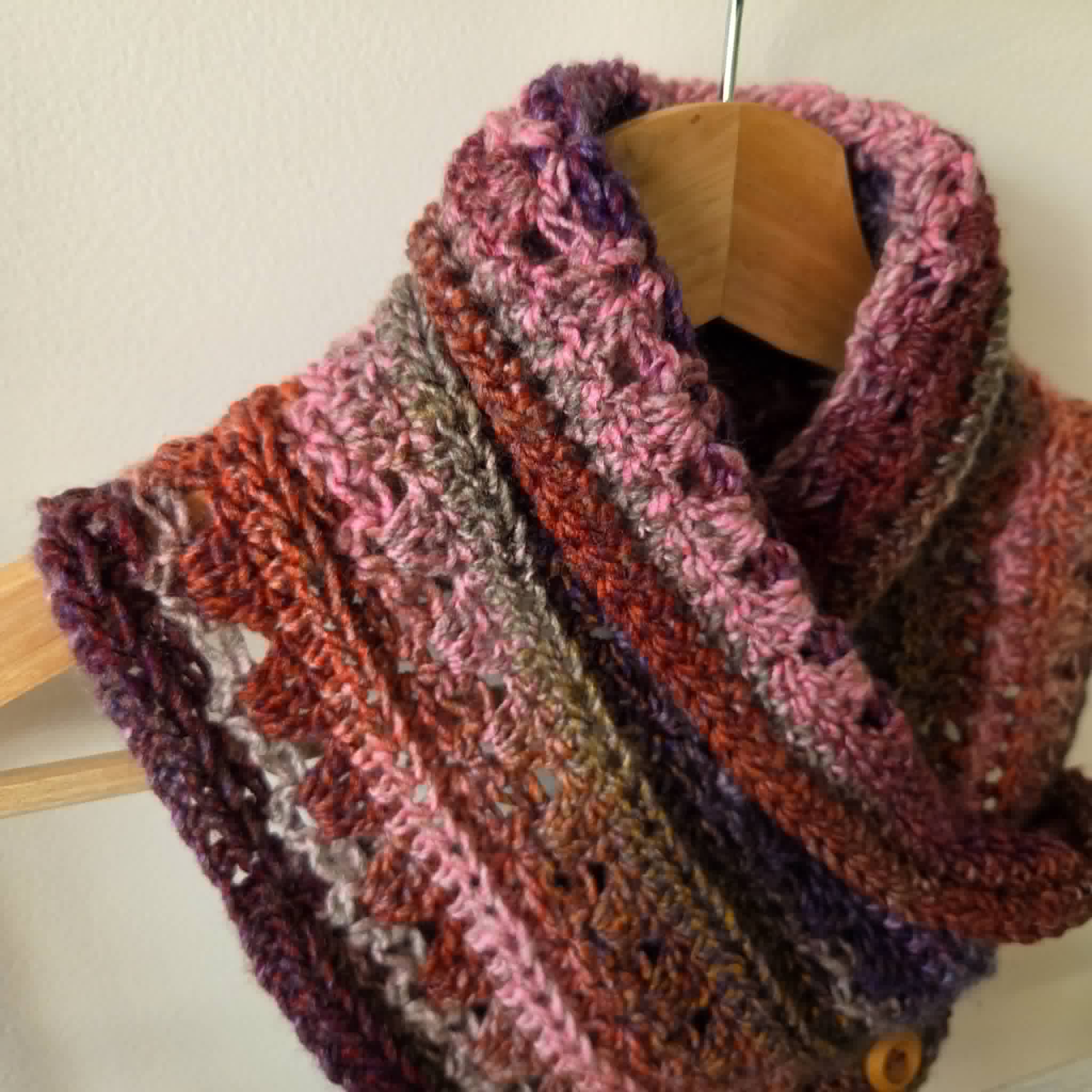 Handmade Adult Neckwarmer | Crochet | Rainbow Jewel Tones