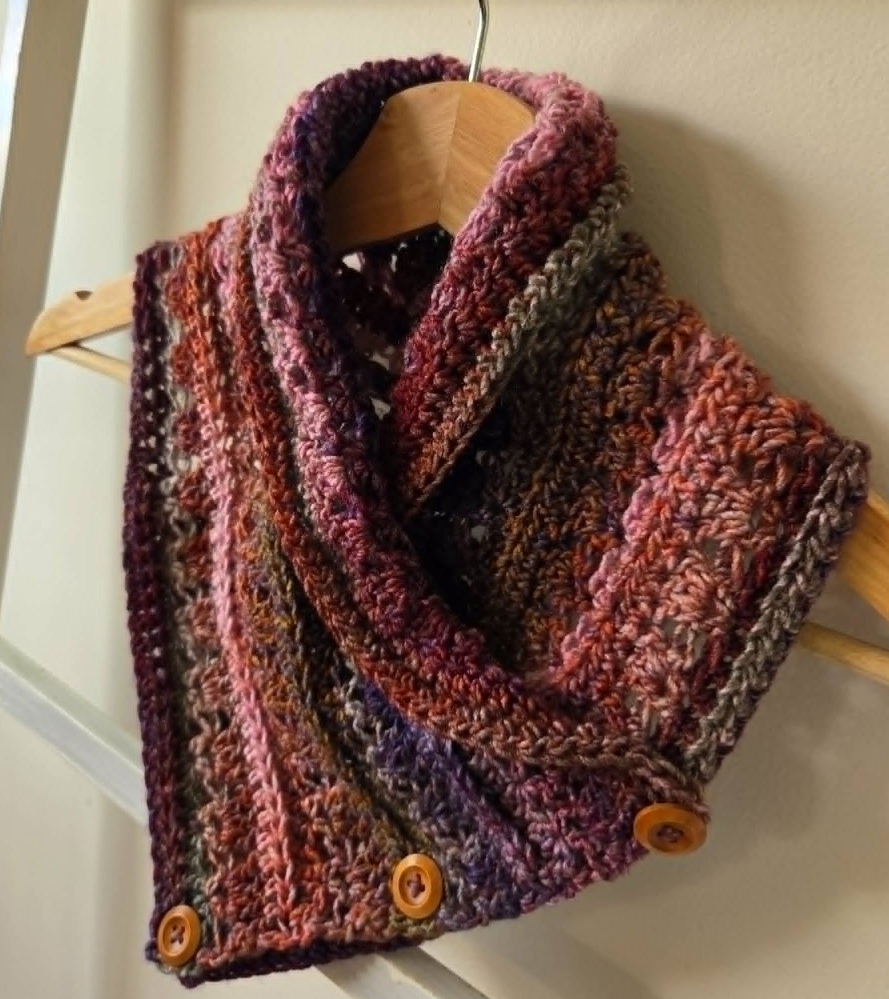 Handmade Adult Neckwarmer | Crochet | Rainbow Jewel Tones