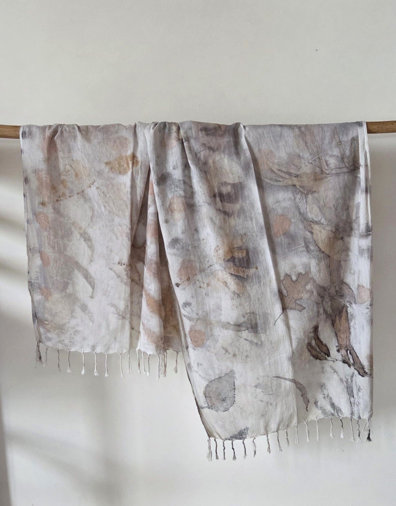 The Ivory - Fine Voile Cotton Ecoprint Scarf/Wrap