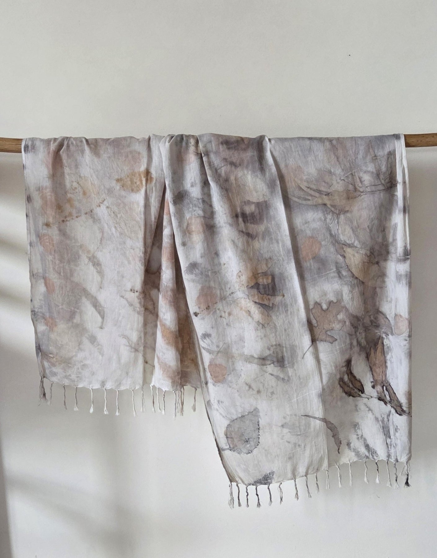 The Ivory - Fine Voile Cotton Ecoprint Scarf/Wrap