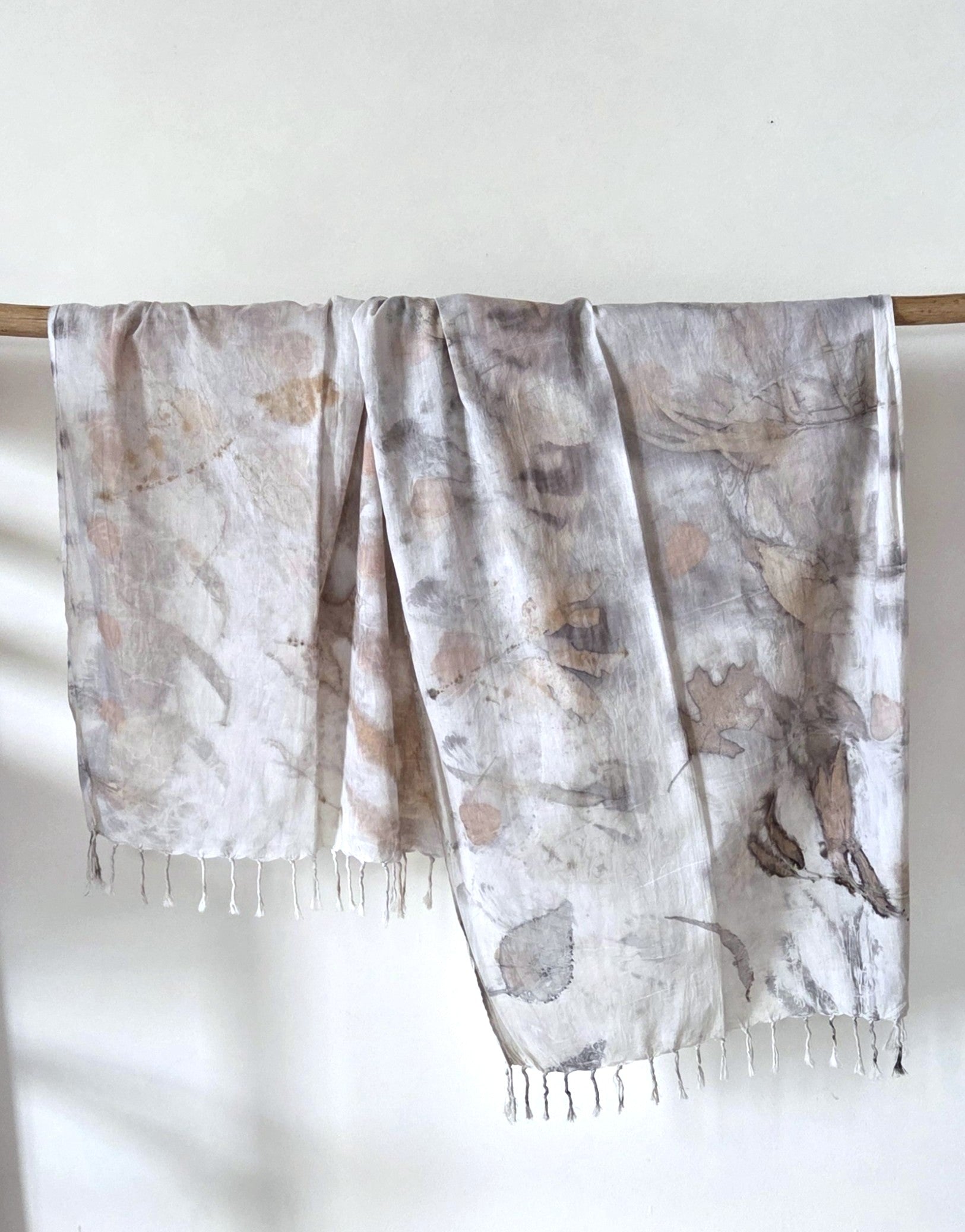 The Ivory - Fine Voile Cotton Ecoprint Scarf/Wrap