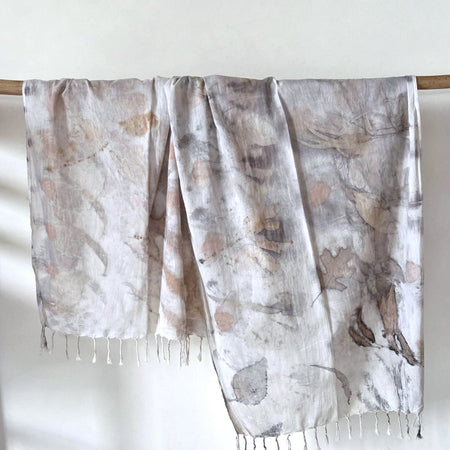 The Ivory - Fine Voile Cotton Ecoprint Scarf/Wrap