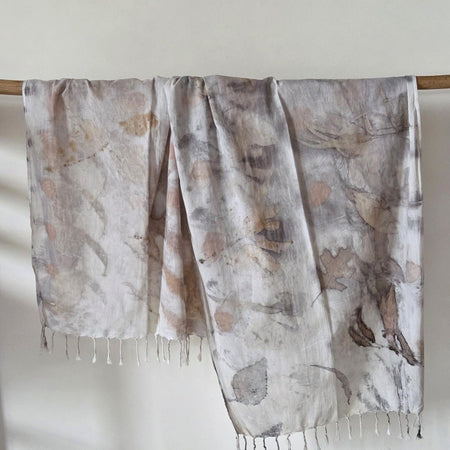 The Ivory - Fine Voile Cotton Ecoprint Scarf/Wrap