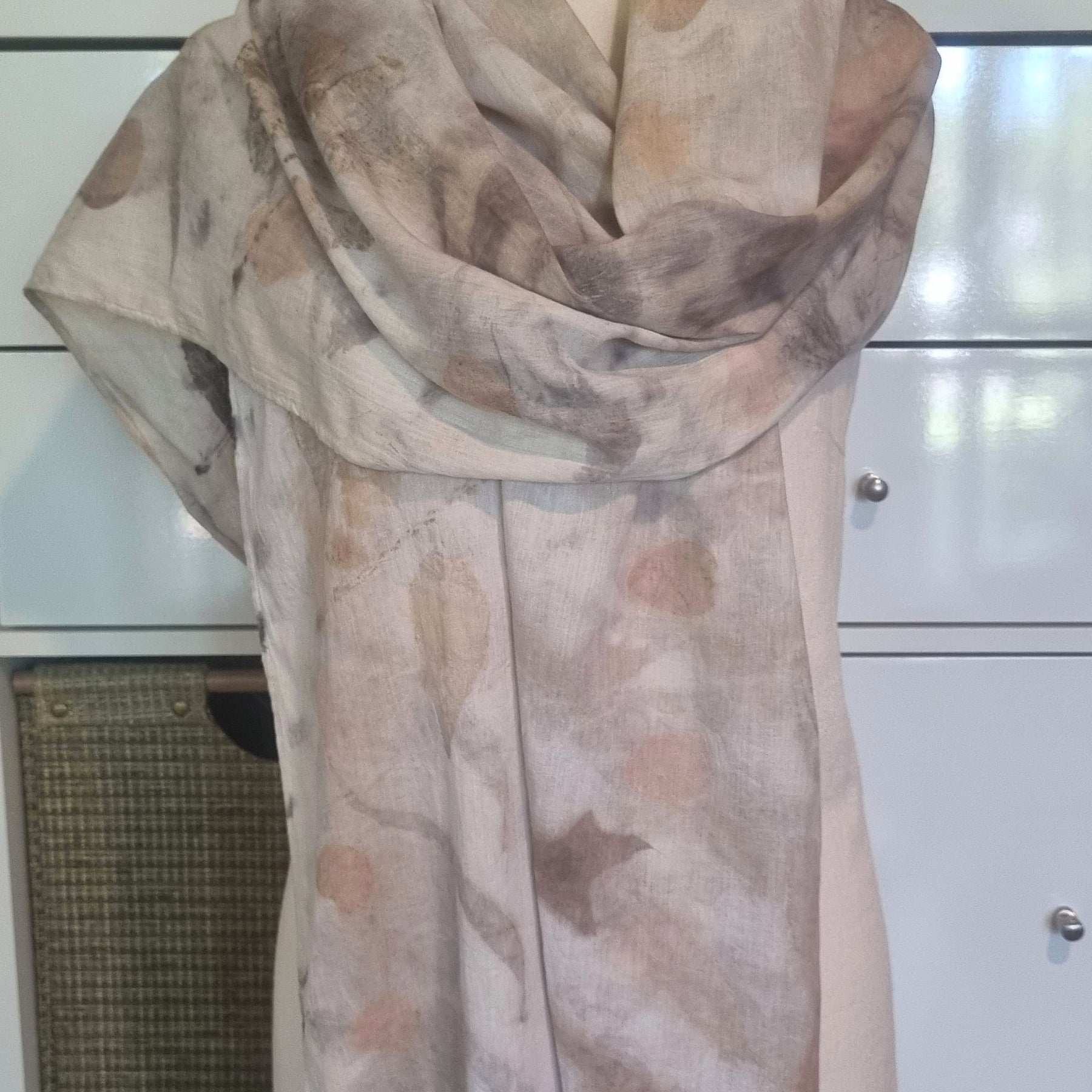 The Ivory - Fine Voile Cotton Ecoprint Scarf/Wrap
