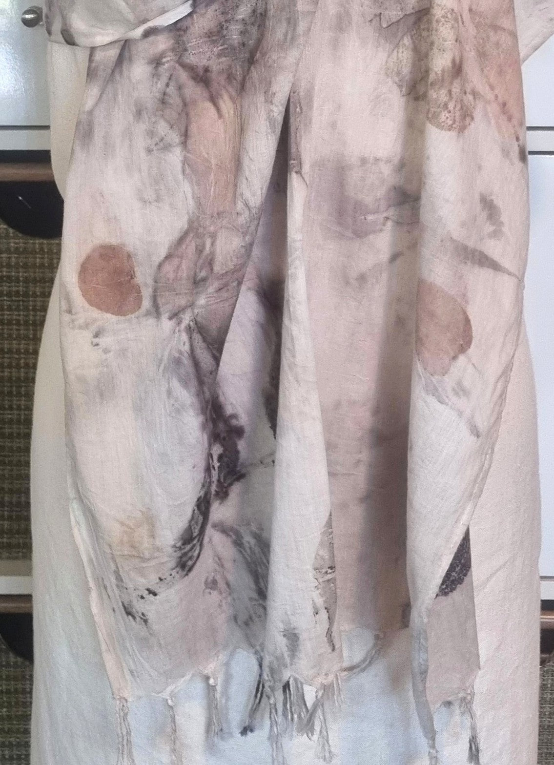 The Ivory - Fine Voile Cotton Ecoprint Scarf/Wrap