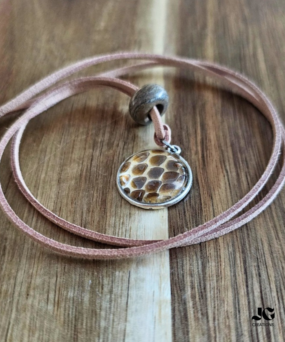 Natural Snakeskin Pendant Necklace - Earthy Handcrafted Gift