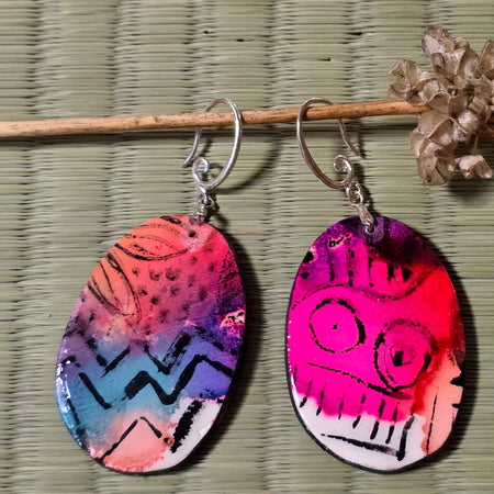 Colourful oval dangle earrings