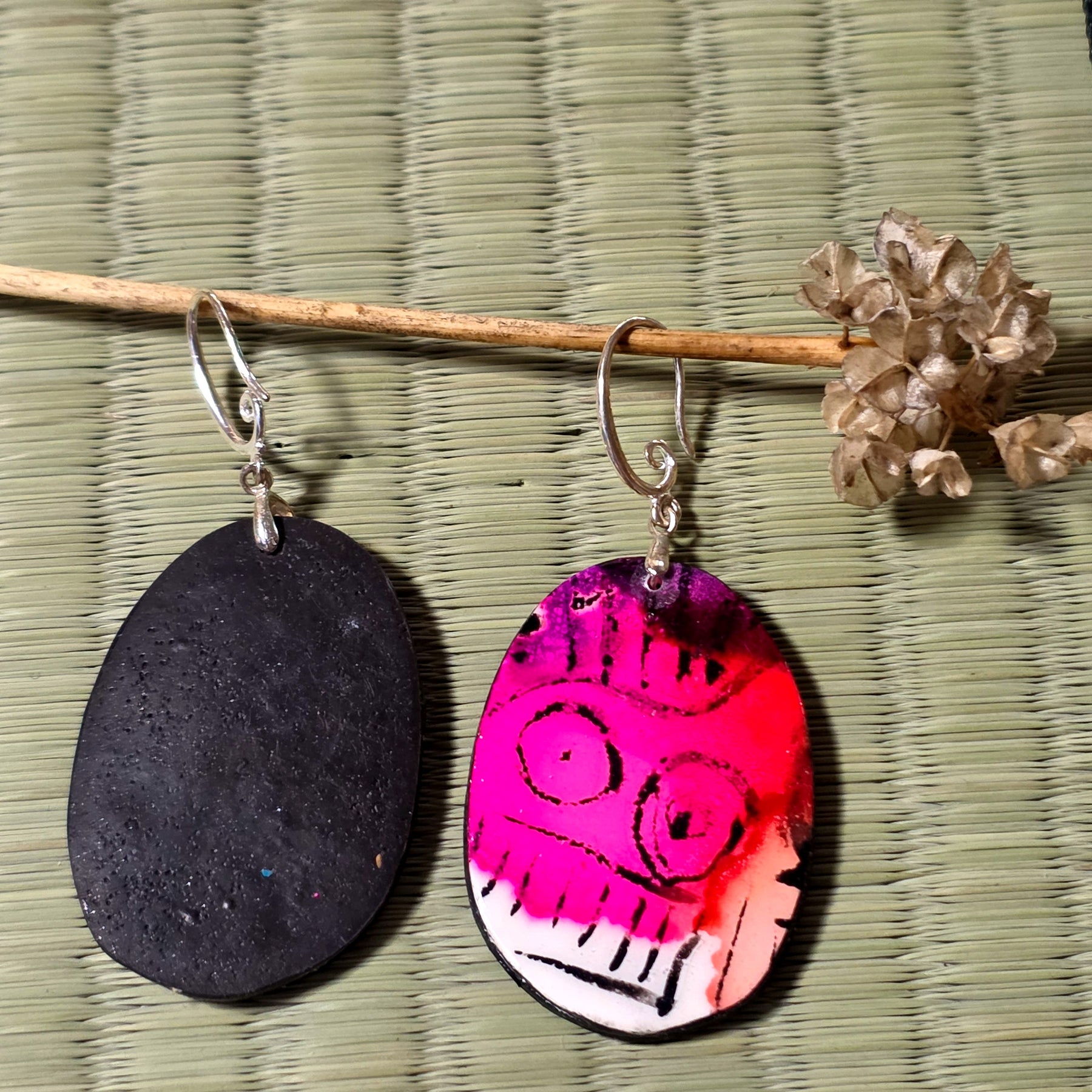 Colourful oval dangle earrings
