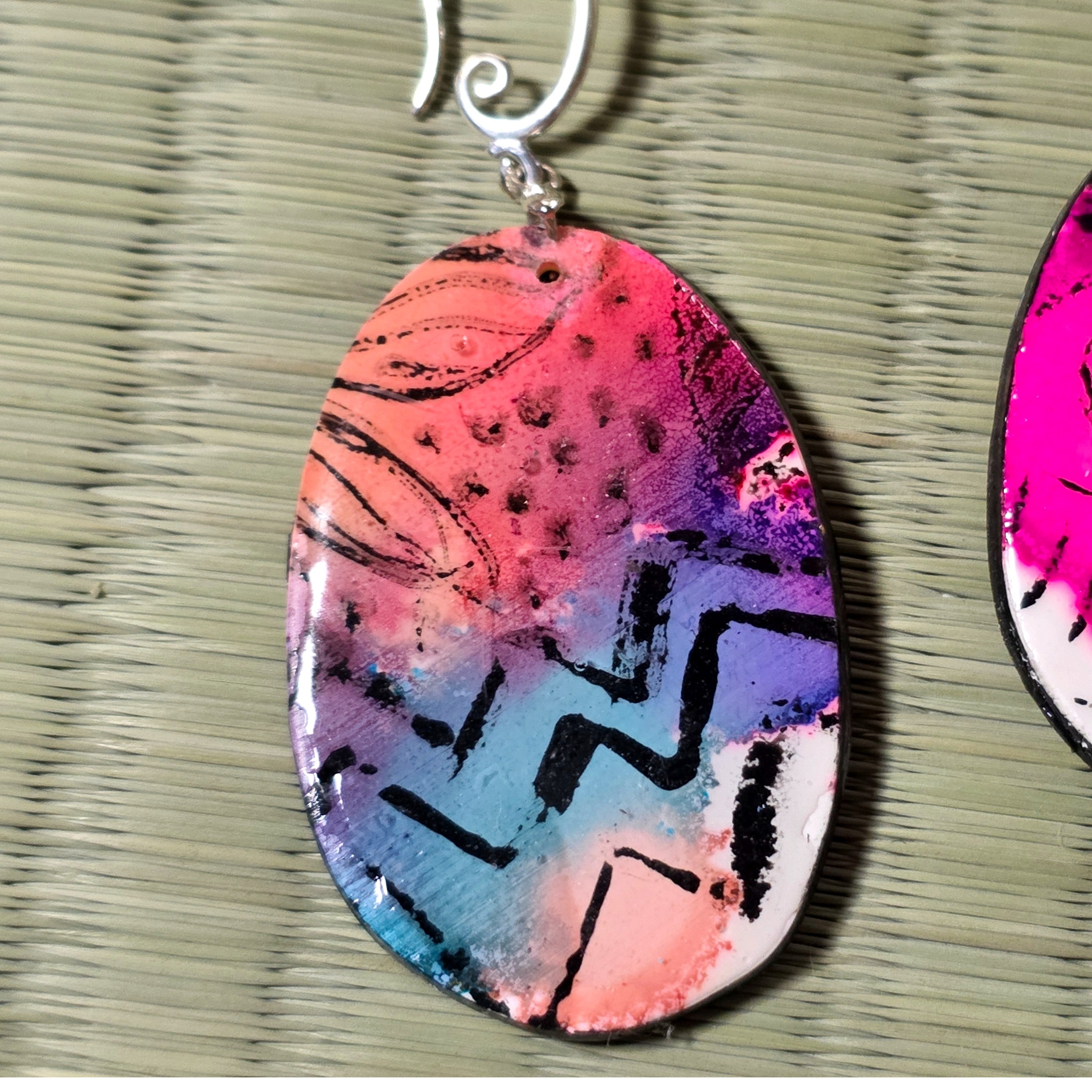 Colourful oval dangle earrings