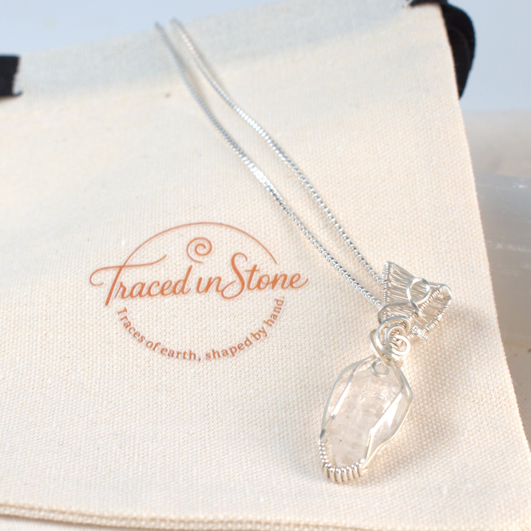 Lucent – Natural Herkimer Diamond Wire Wrapped Pendant
