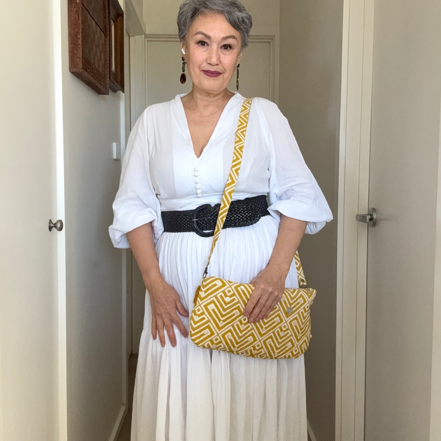 Metal frame oversized purse