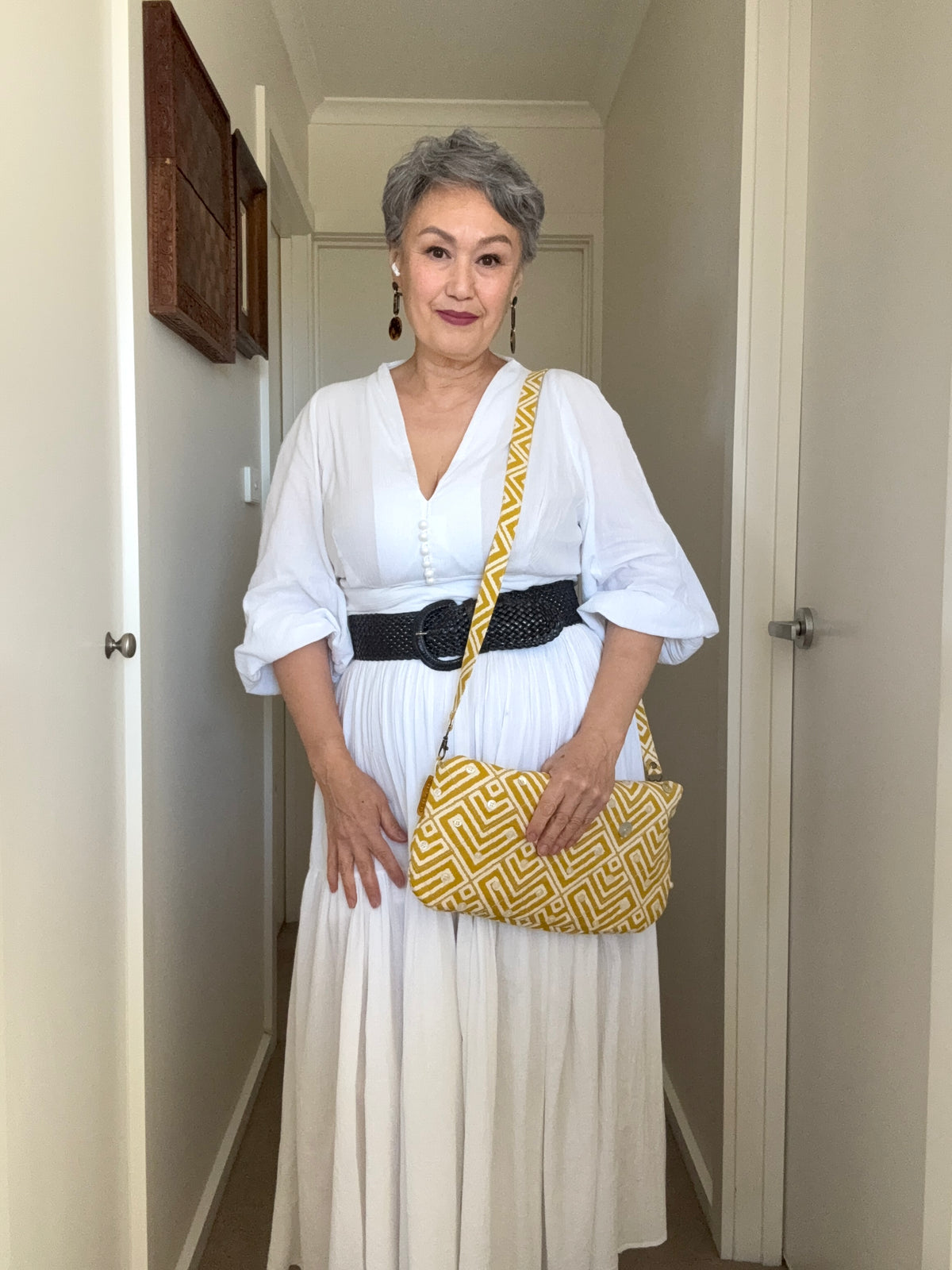 Metal frame oversized purse