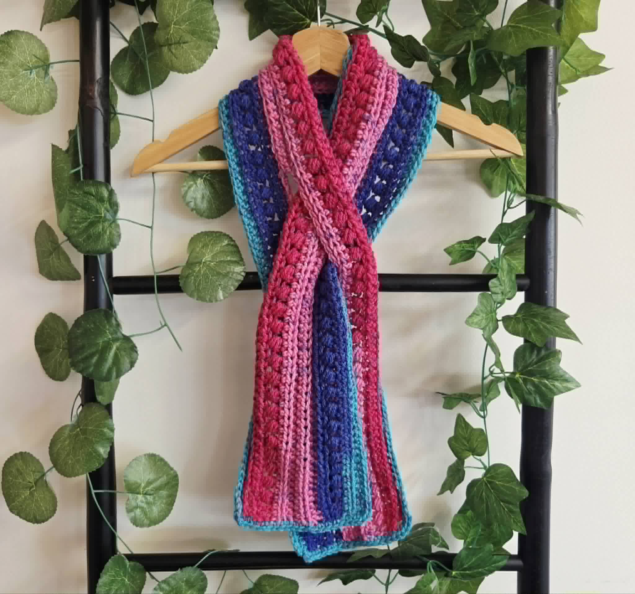Crochet Keyhole Scarf | Handmade Adult Neckwarmer | Rainbow Colours
