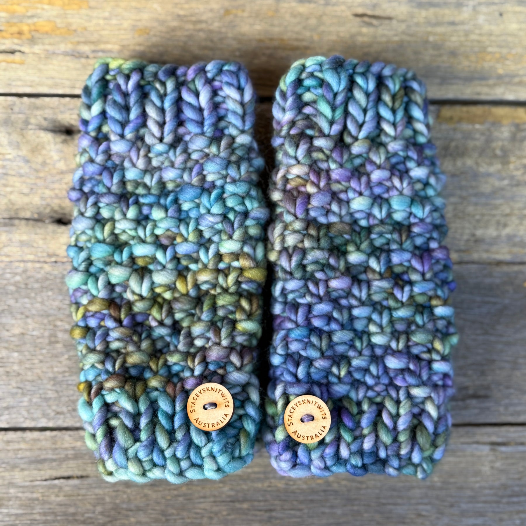 Handwarmers, Hand knitted merino fingerless gloves