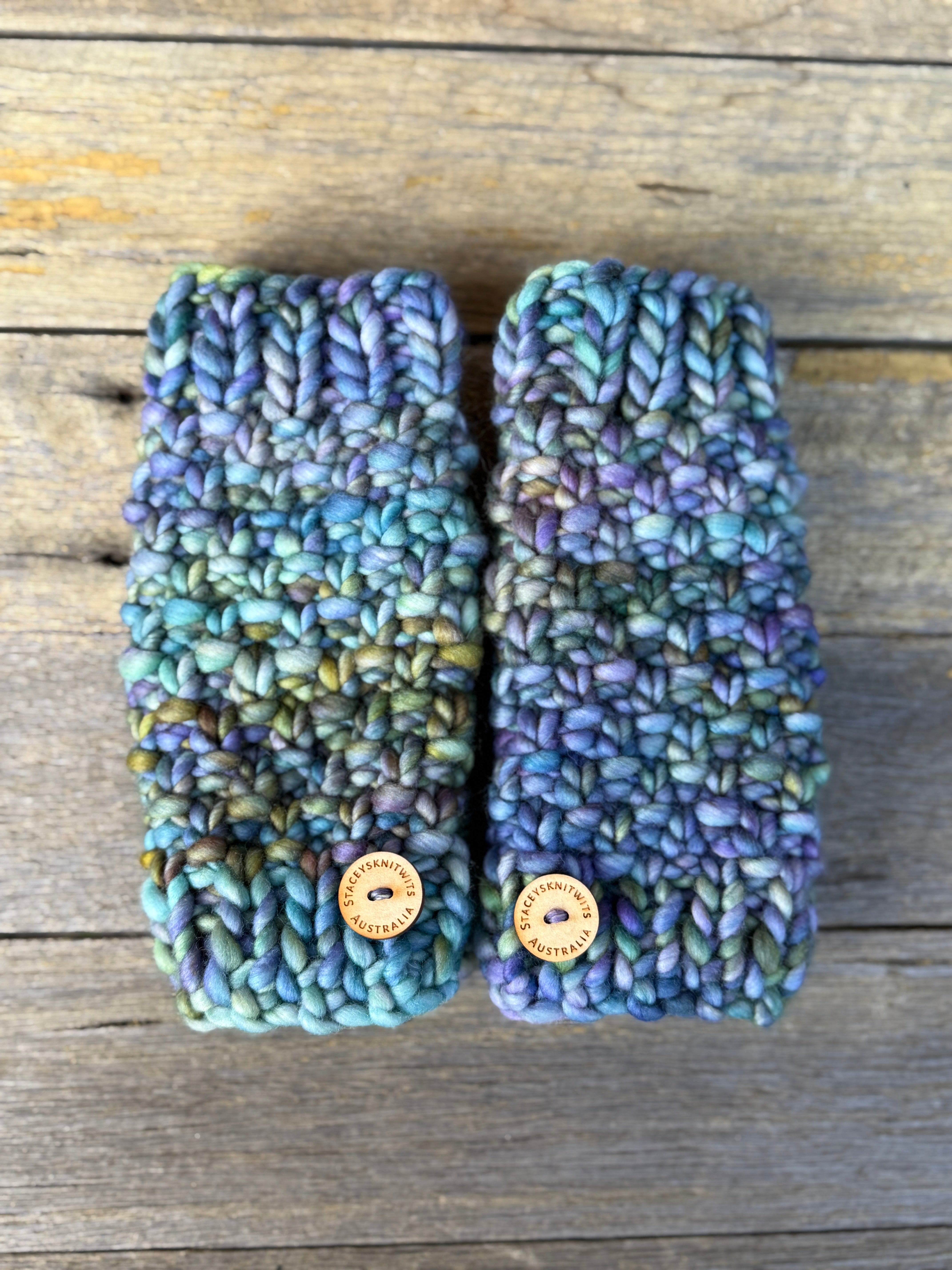 Handwarmers, Hand knitted merino fingerless gloves