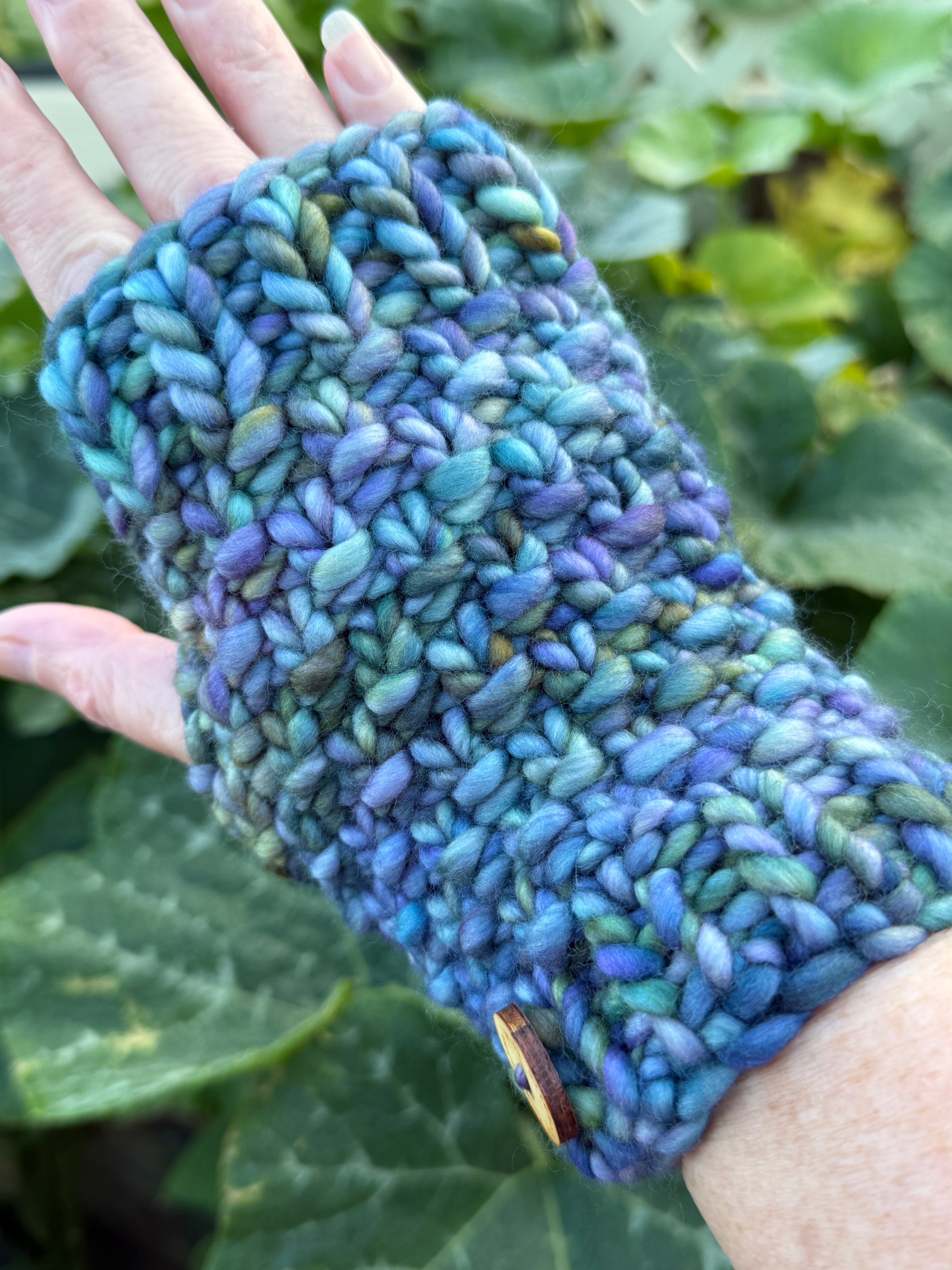 Handwarmers, Hand knitted merino fingerless gloves
