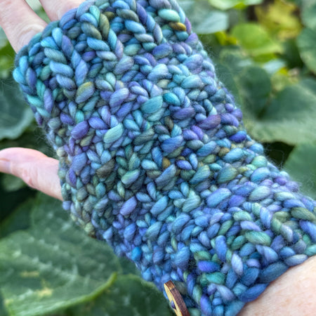 Handwarmers, Hand knitted merino fingerless gloves