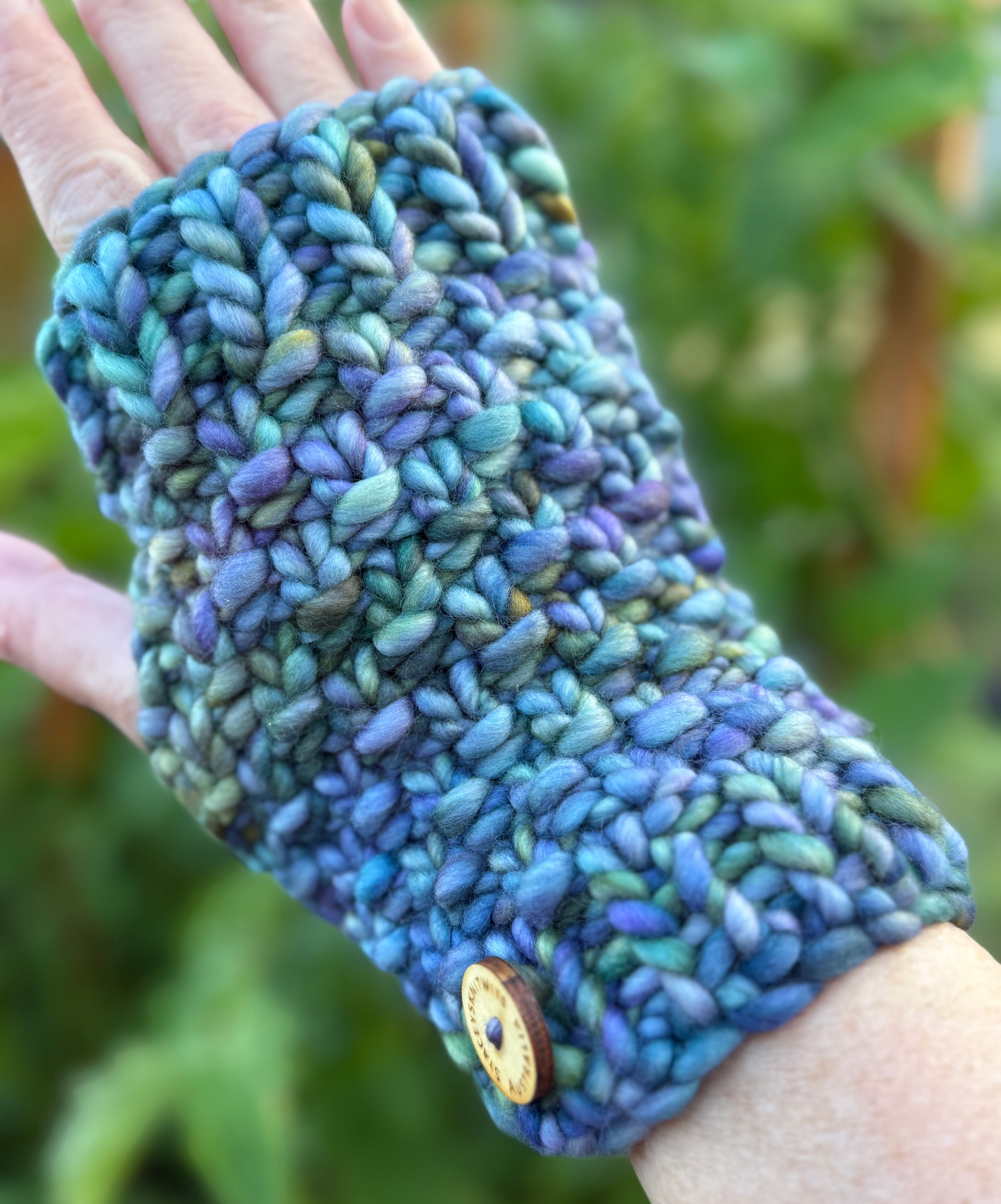 Handwarmers, Hand knitted merino fingerless gloves