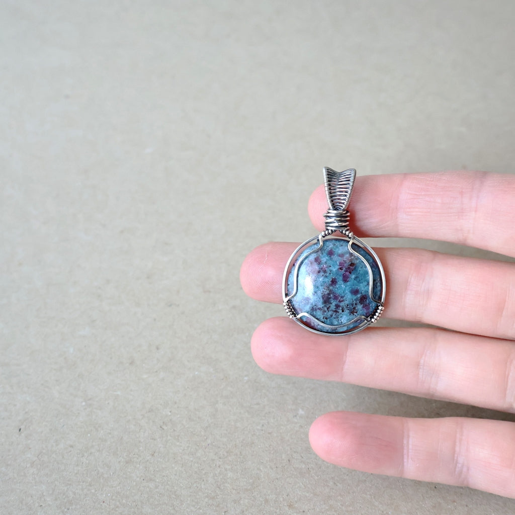 Sterling Silver Ruby Kyanite Pendant ~ Talisman of Vitality and Intuition