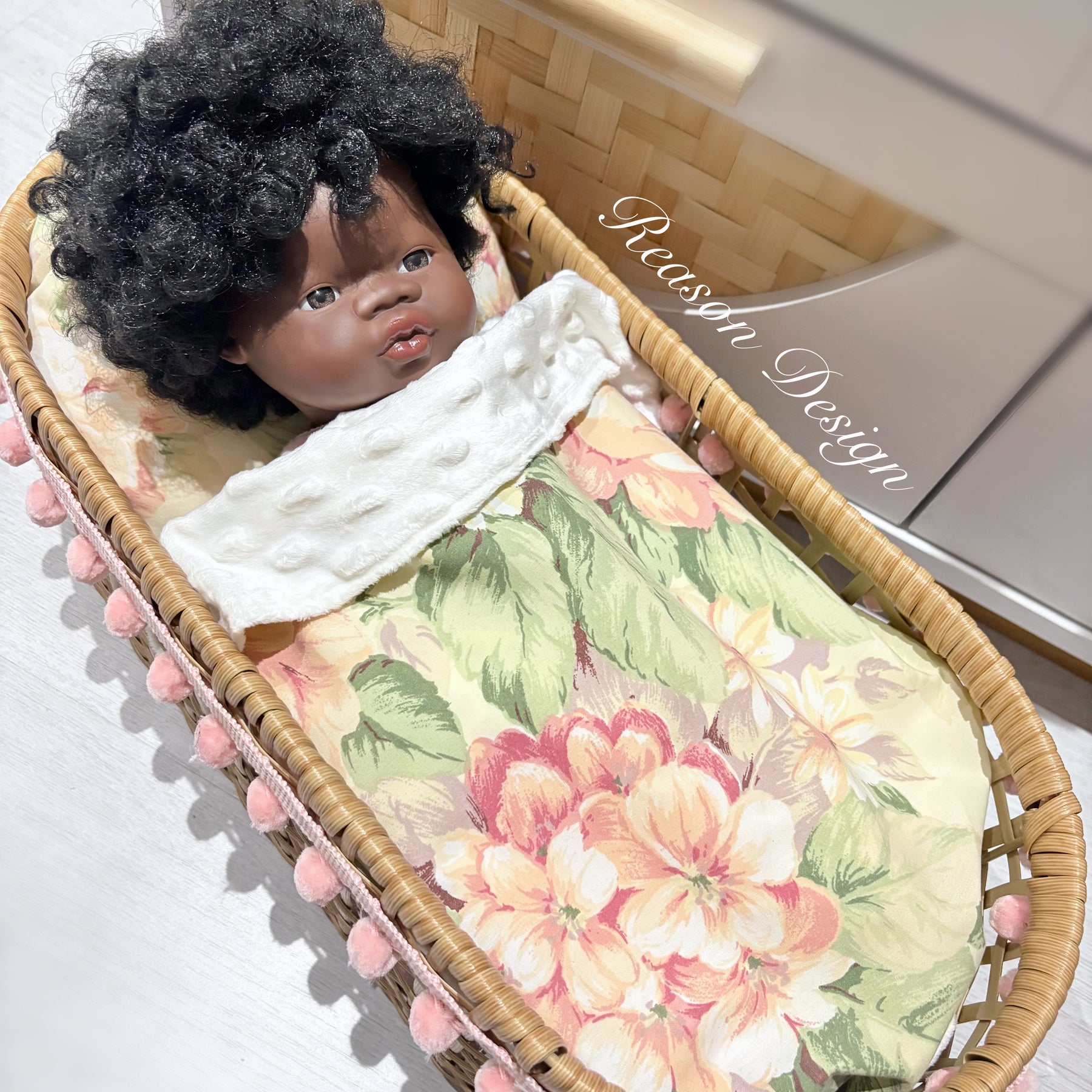 Handmade Doll Bedding Set – Fits Kmart & Target Doll Pram/Bassinet | Pillow & Minky Blanket | Toy Nursery Accessories