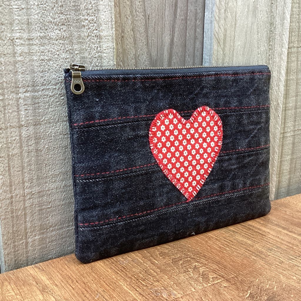 Black Upcycled Denim Purse – Red Heart