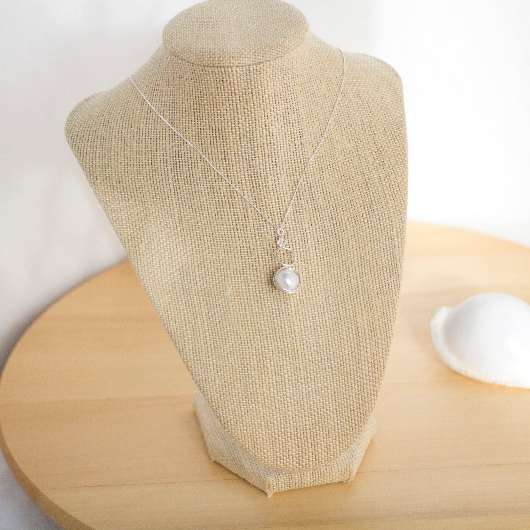 Sterling Silver Baroque Pearl and Crystal Loop Pendant Necklace | Jewellery Gift Idea