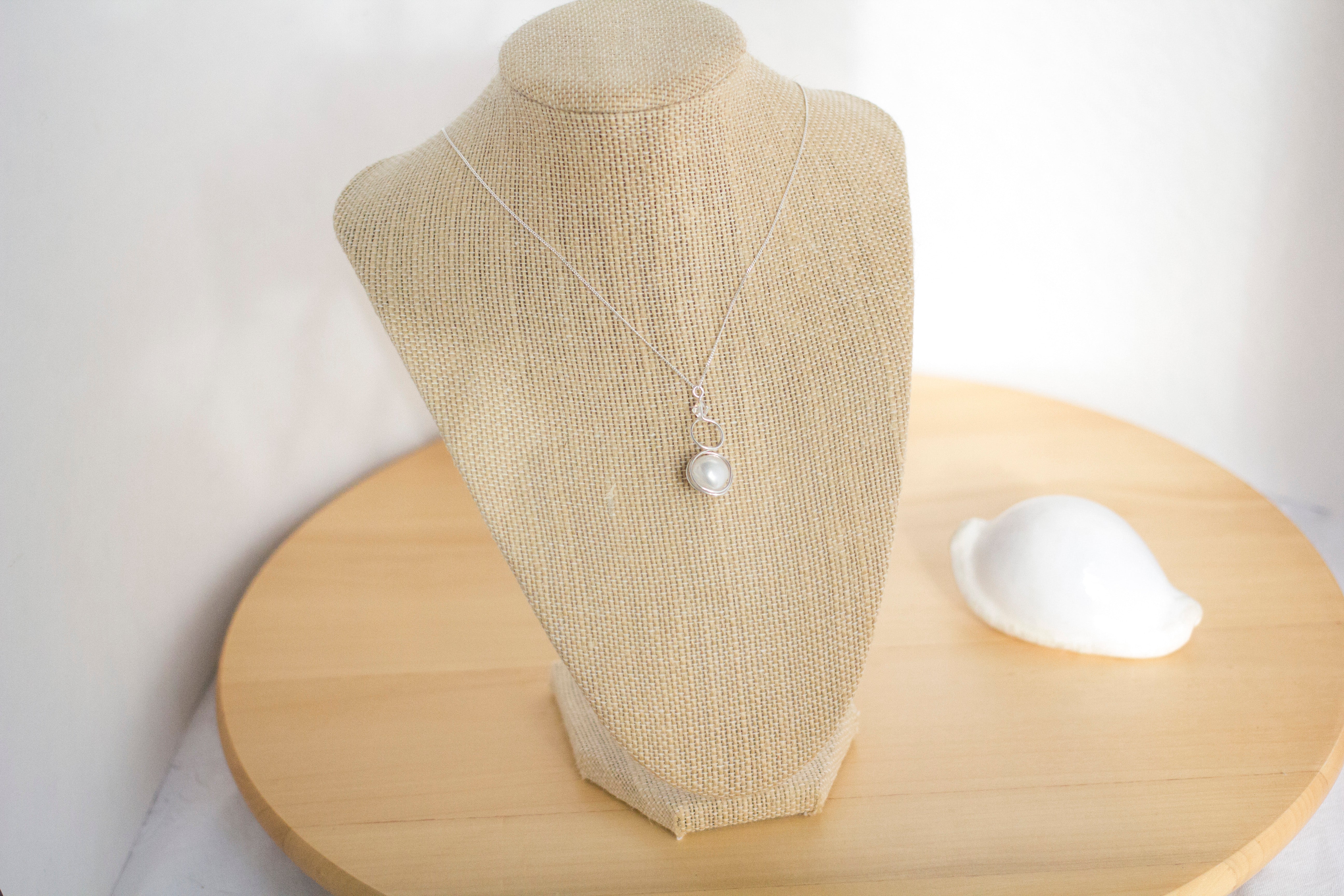 Sterling Silver Baroque Pearl and Crystal Loop Pendant Necklace | Jewellery Gift Idea