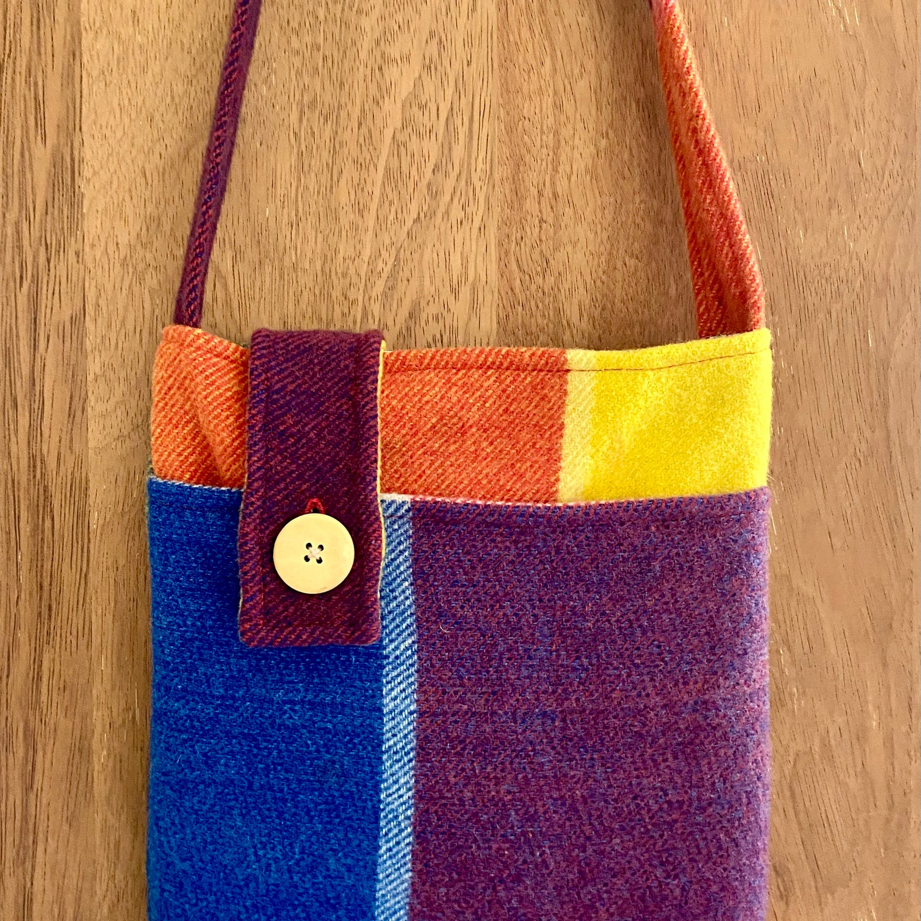Upcycled Woollen Blanket - Cross Body Bag - Brights