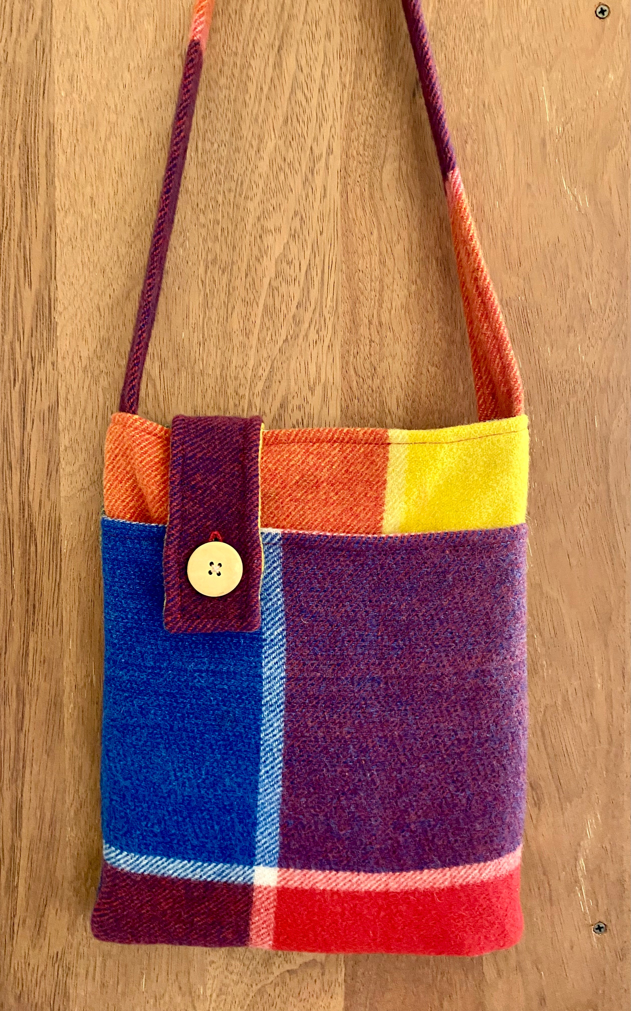 Upcycled Woollen Blanket - Cross Body Bag - Brights