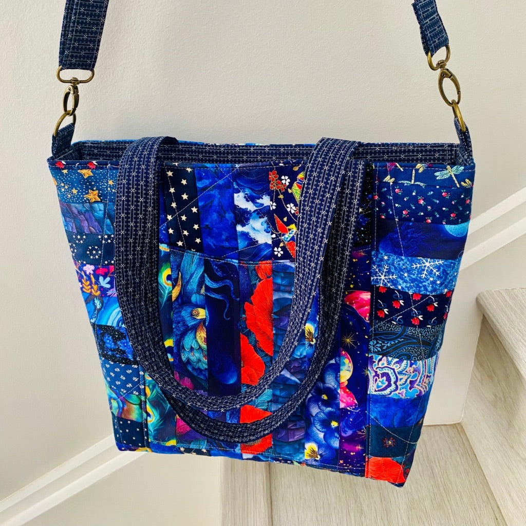 Moonlit Mosaic patchwork tote bag