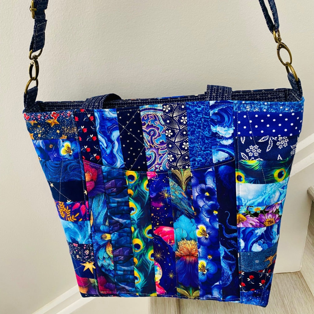 Moonlit Mosaic patchwork tote bag