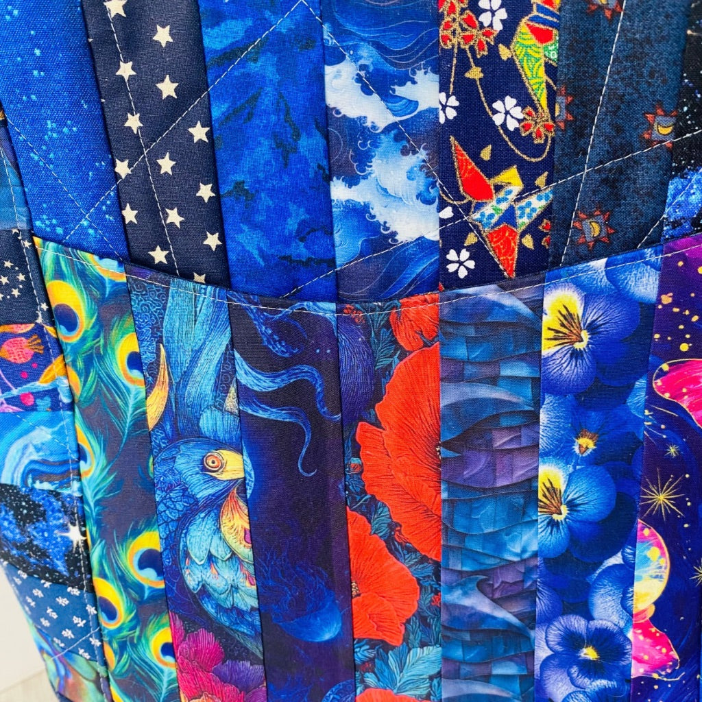 Moonlit Mosaic patchwork tote bag