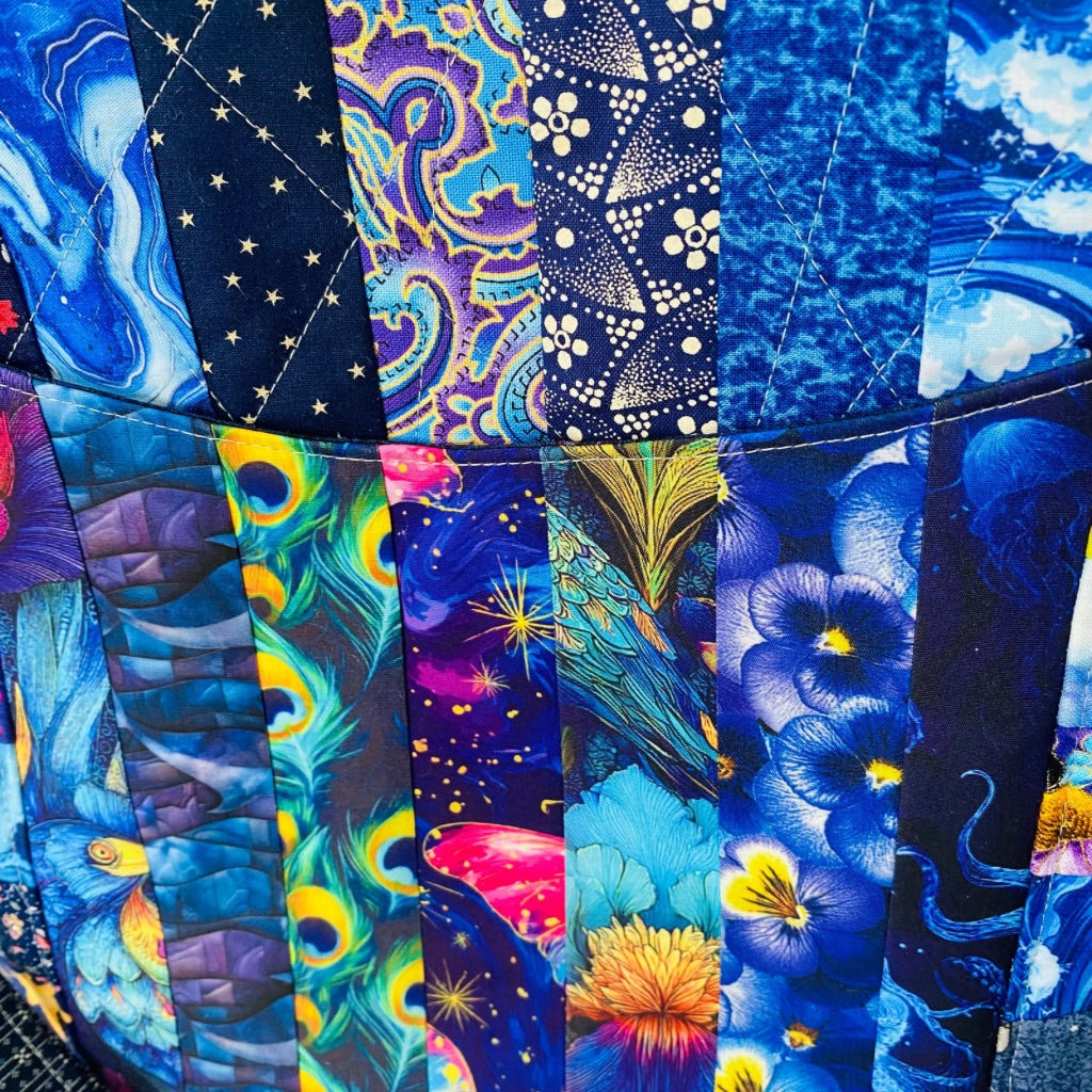 Moonlit Mosaic patchwork tote bag