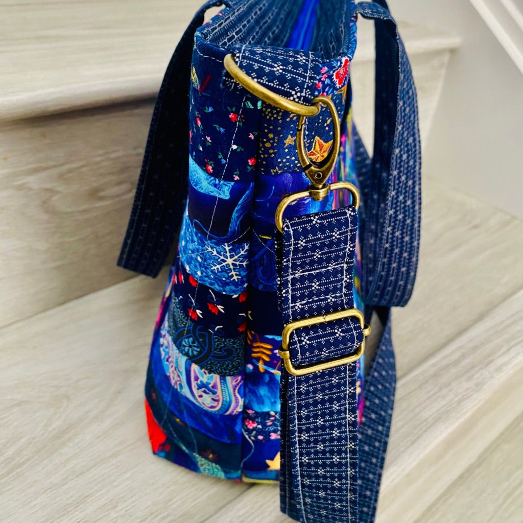 Moonlit Mosaic patchwork tote bag