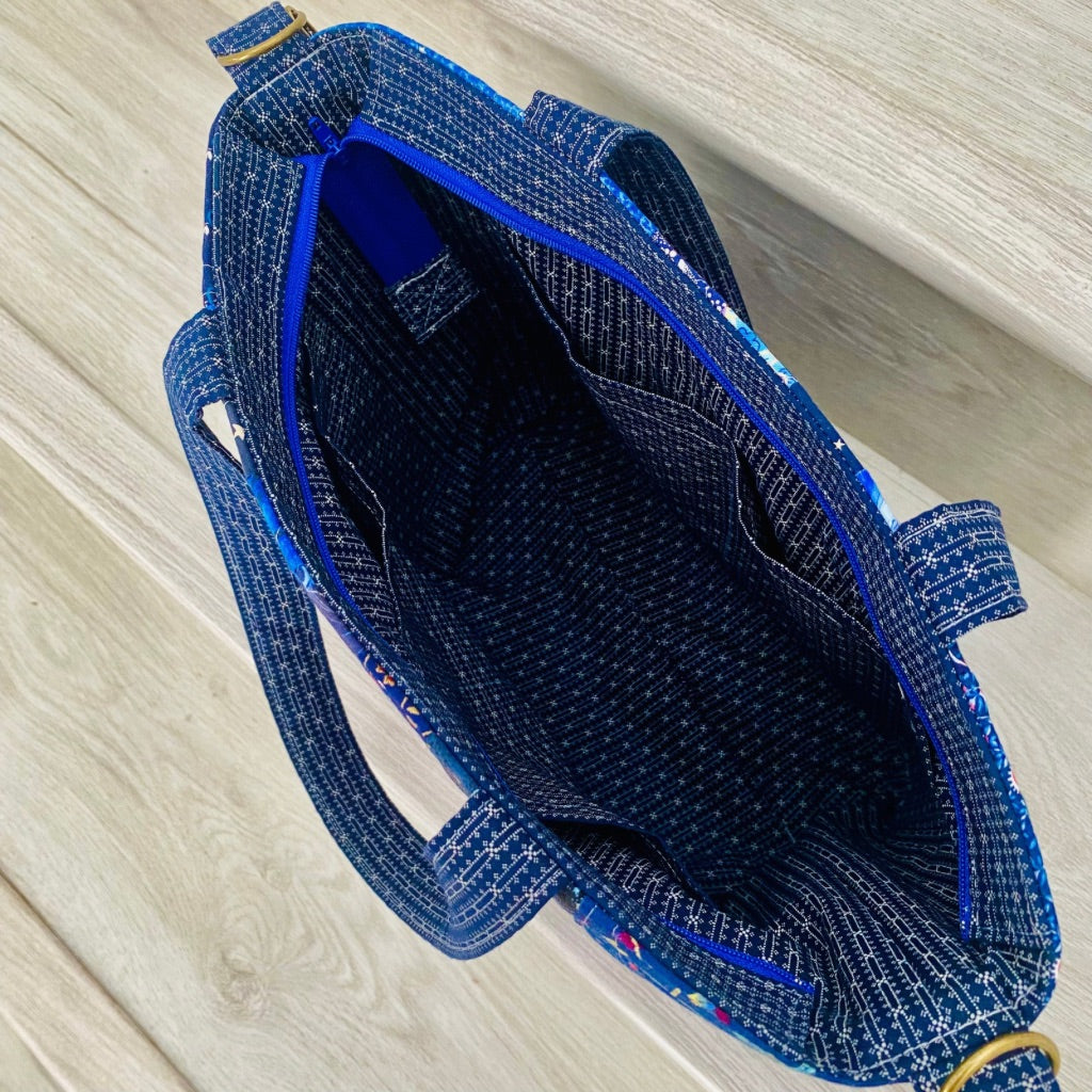 Moonlit Mosaic patchwork tote bag