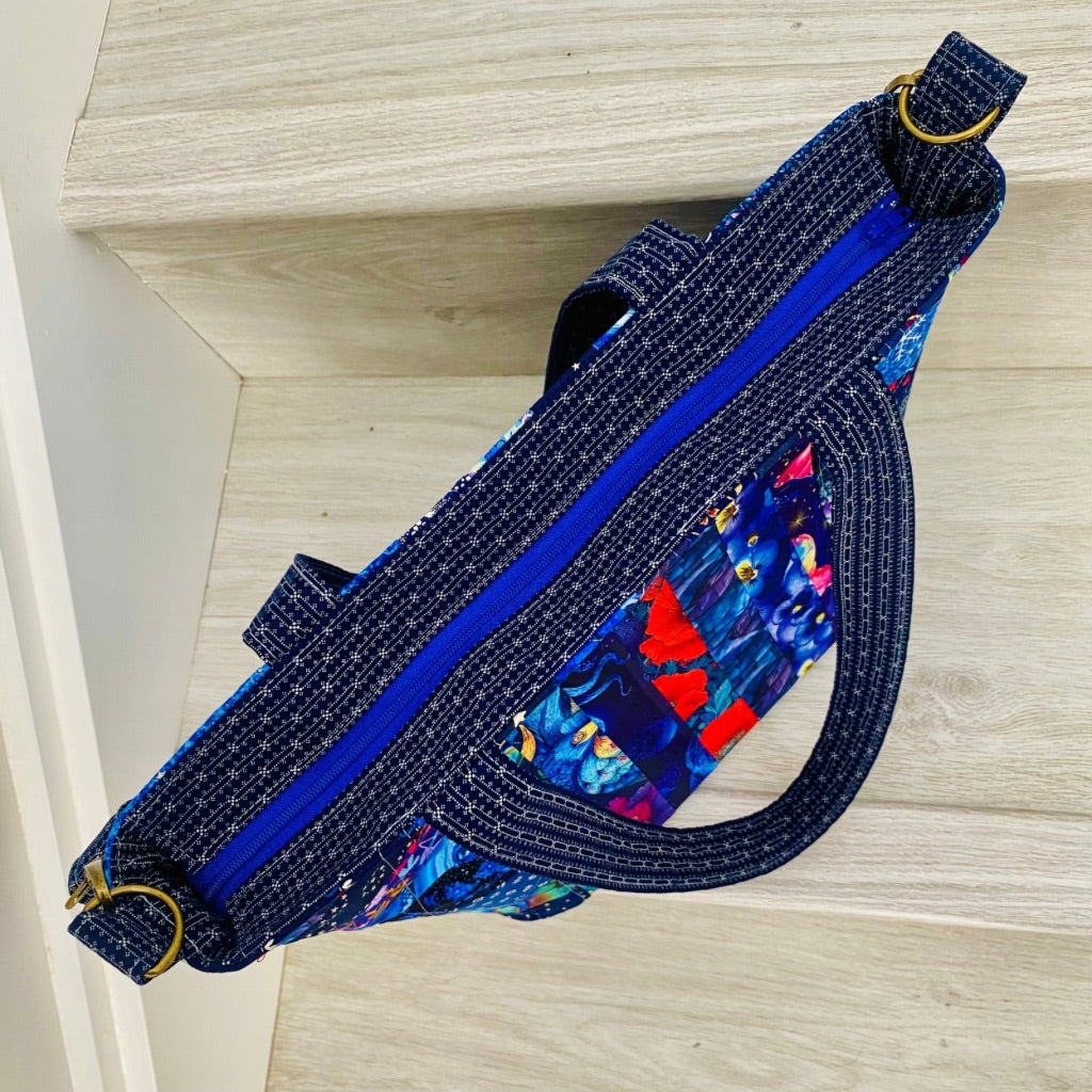 Moonlit Mosaic patchwork tote bag
