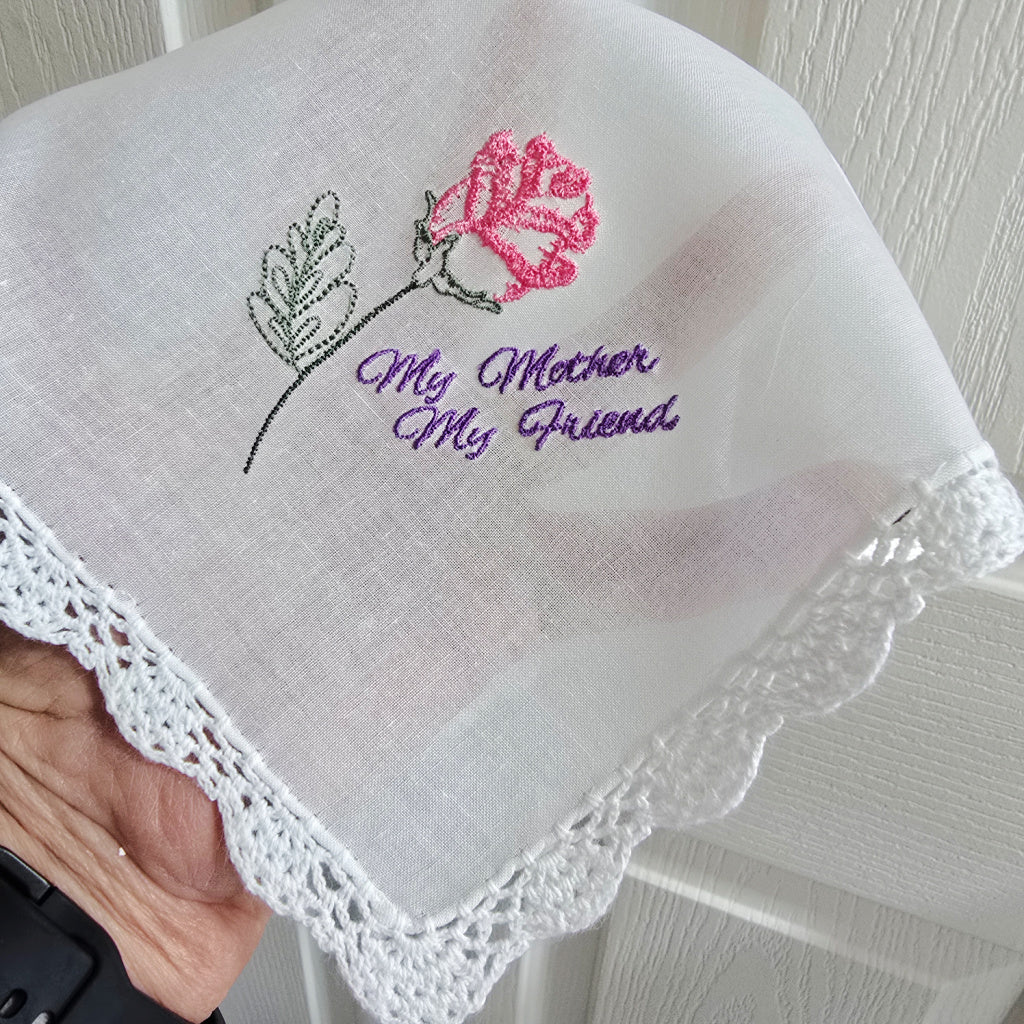 Embroidered Handkerchief Gift for My Mother My Friend