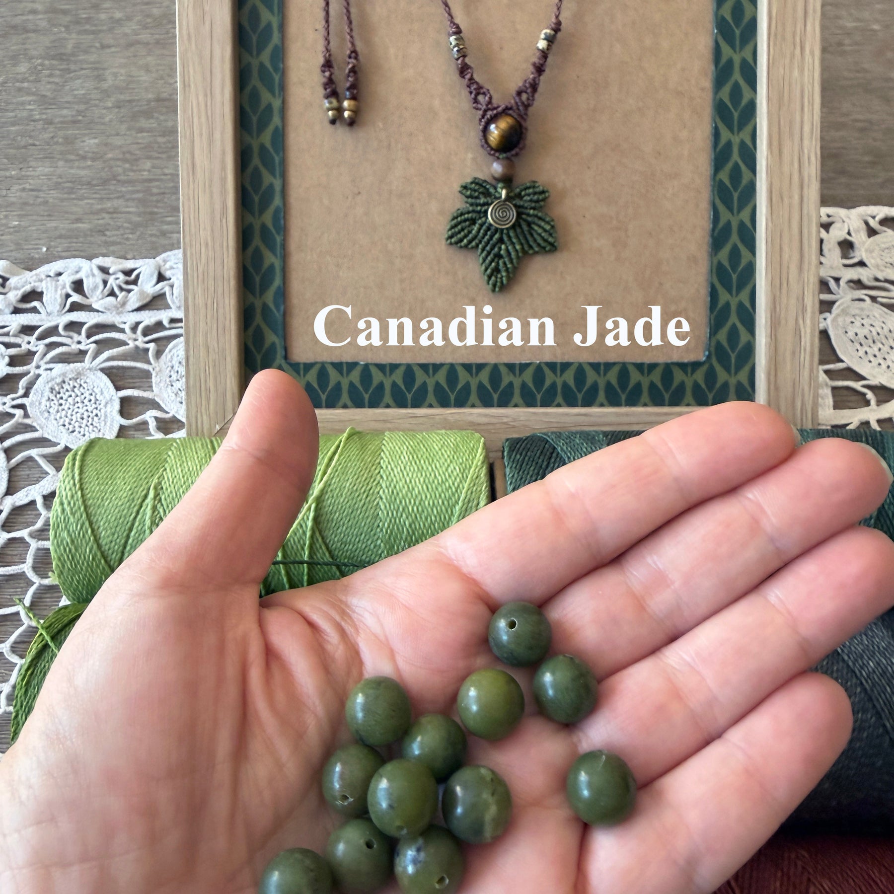 Micro Macrame Maple Leaf Necklace - earthy forest fae / canadian maple
