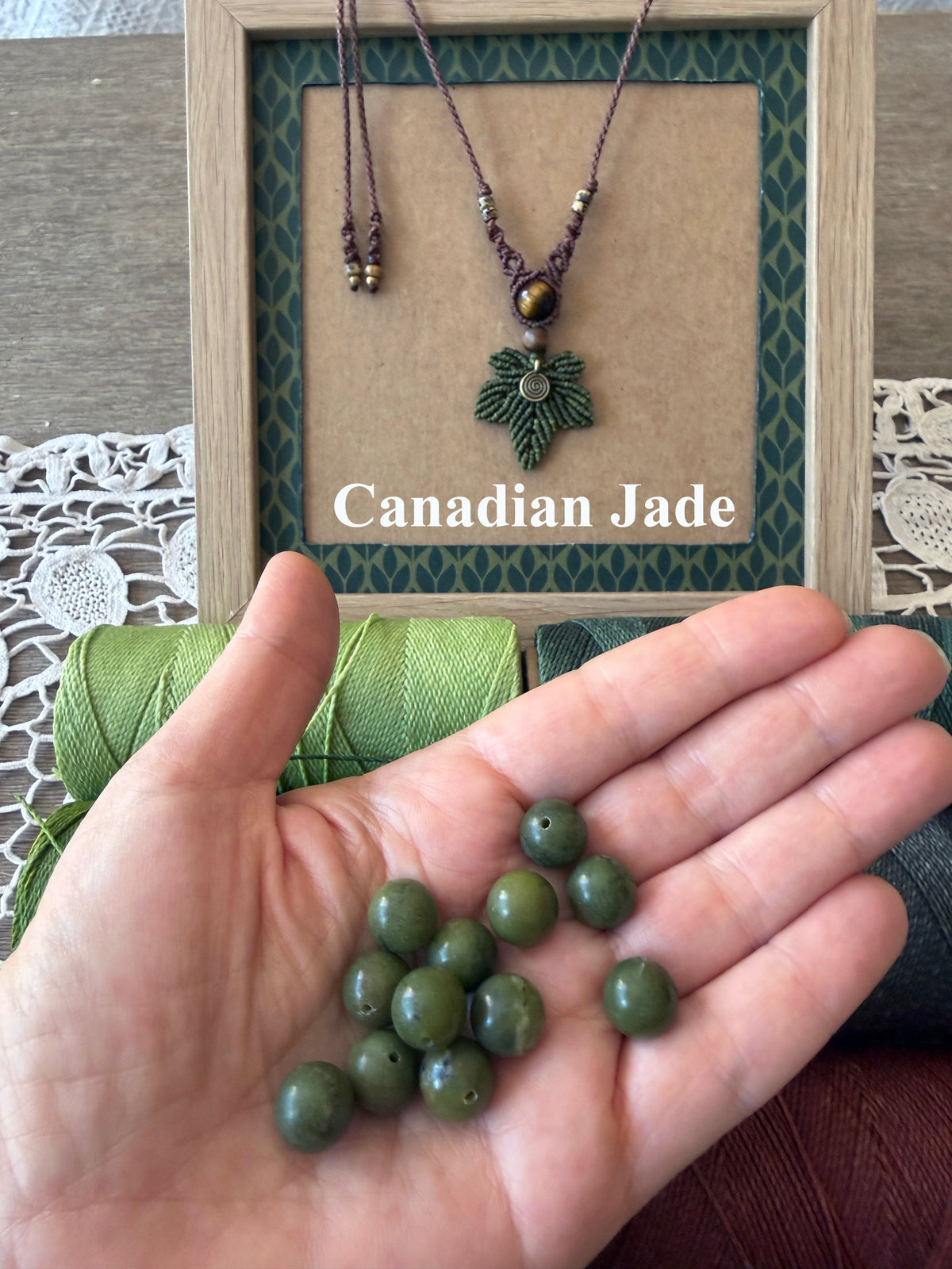 Micro Macrame Maple Leaf Necklace - earthy forest fae / canadian maple