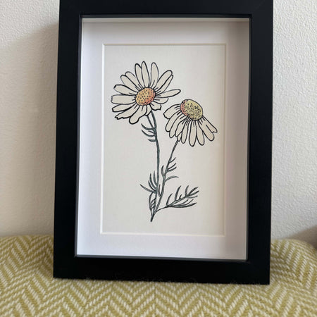 Modern Mini Print: Daisy Study 1, Black Frame Included (13 x 18cm)