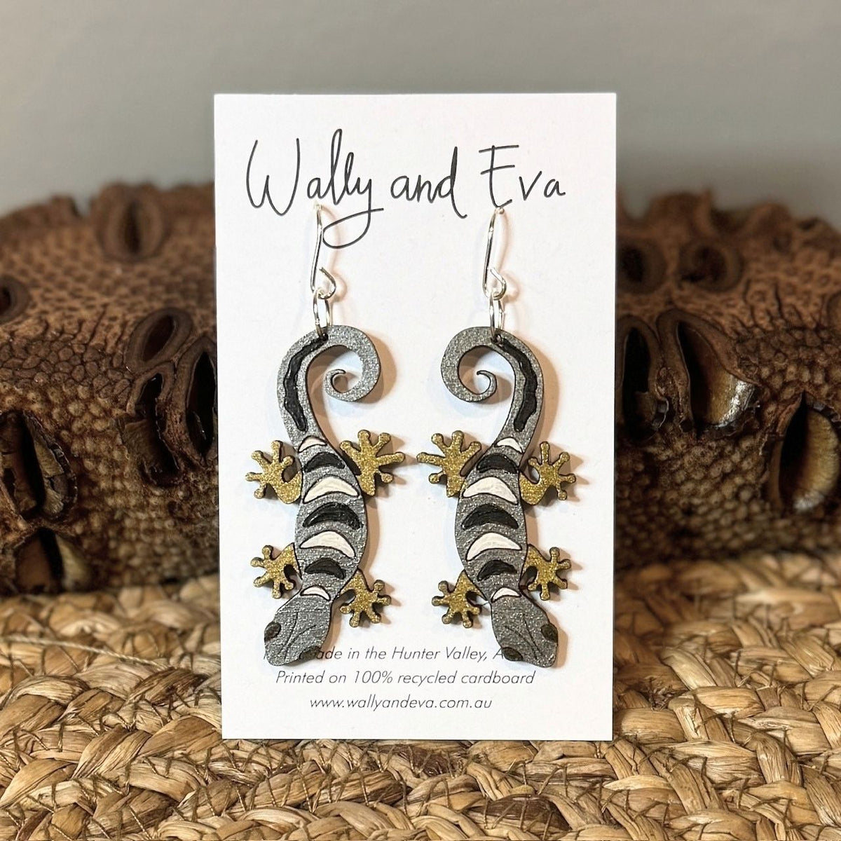 Australian Gecko Hand Painted Earrings