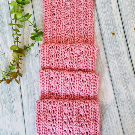 Crochet Blended Lines Scarf | Handmade Adult Scarf | Pink