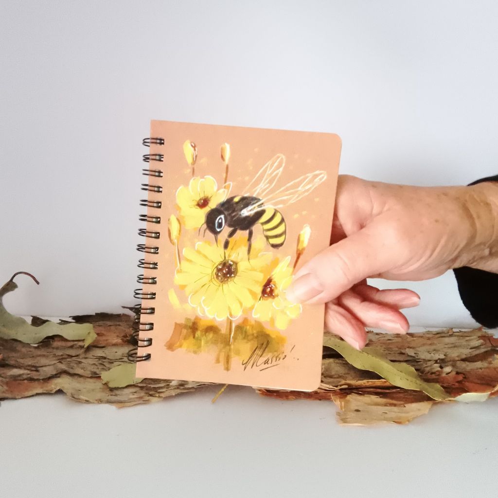 Handpainted Bee Notebooks - Variety of sizes. Lined.