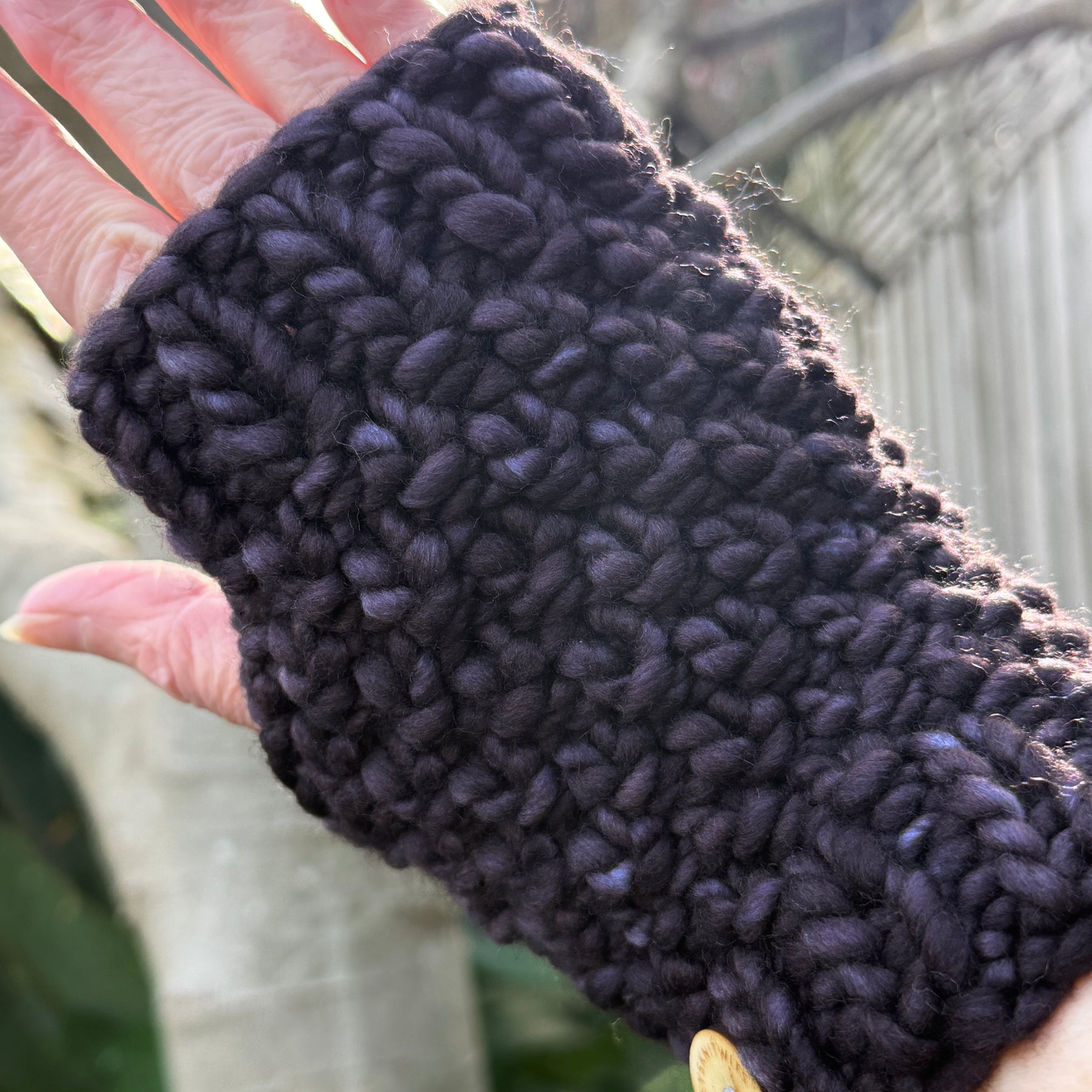 Hand Knitted Handwarmers, Charcoal Grey Merino Fingerless Gloves