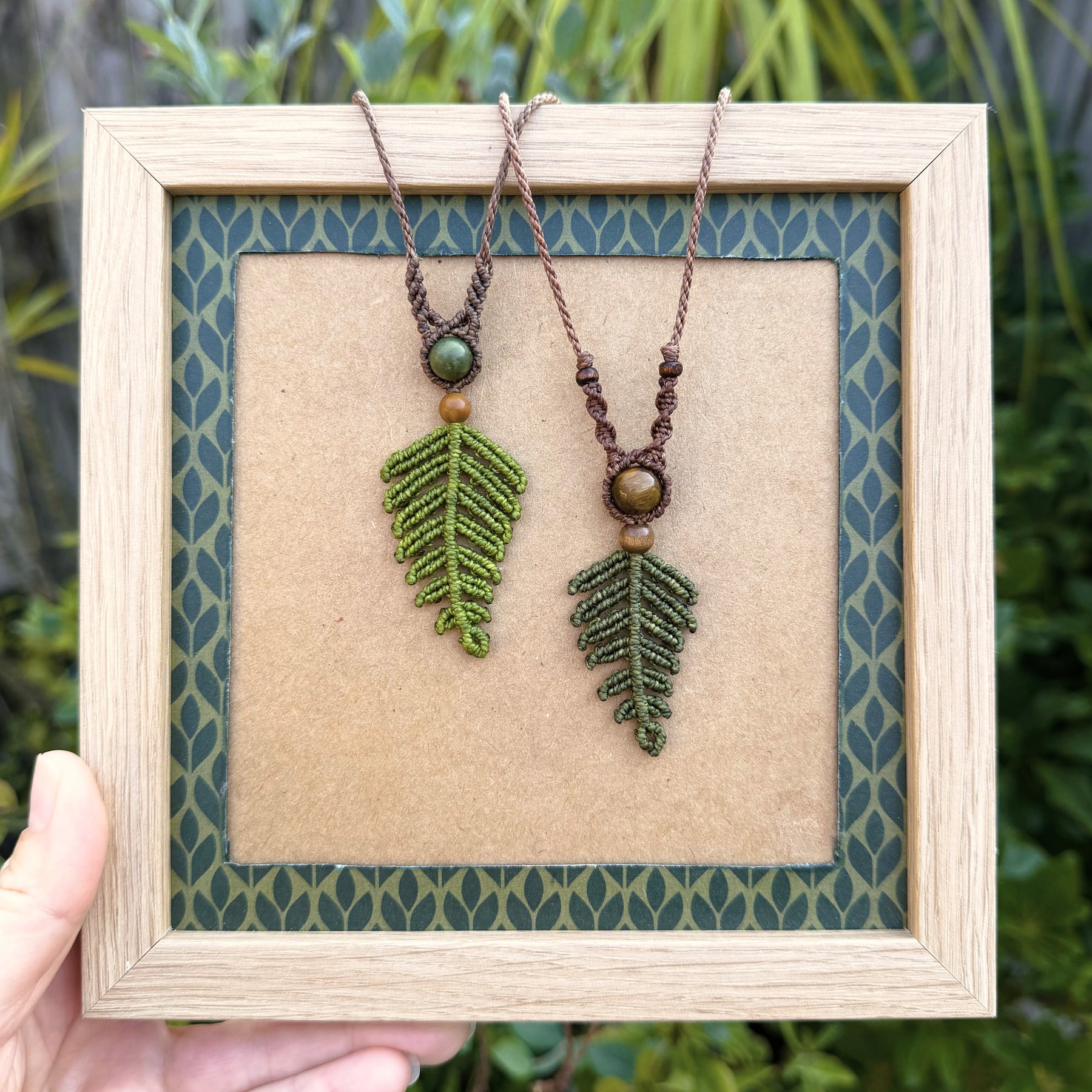 Micro Macrame Fern Leaf Necklace