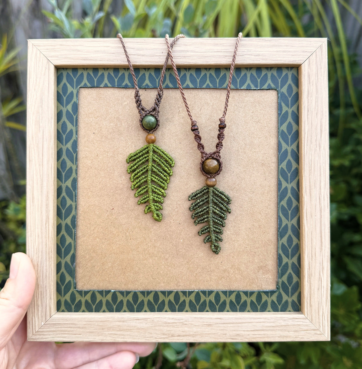 Micro Macrame Fern Leaf Necklace